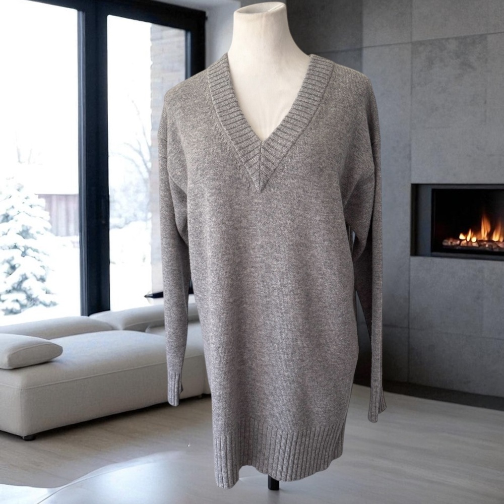 ATHLETA CASHMERE WOOL BLEND OVERSIZED SWEATER GREY SIZE SMALL